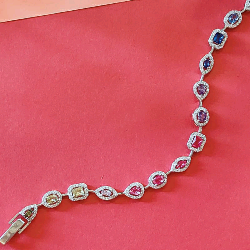 Cubic Zirconia And Color Stone Bracelet 